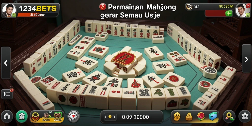 Screenshot 1234BETS menampilkan gameplay Mahjong yang seru dan mendebarkan.