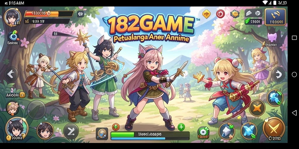 Tampilan gameplay seru dalam 182GAME dengan karakter Anime yang menarik.