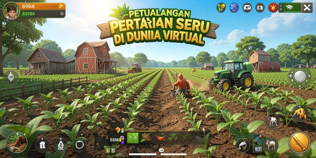 Tampilan screenshot 898A menunjukkan aktivitas bertani yang penuh warna dan menyenangkan.