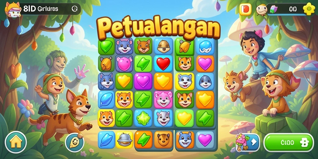 Tangkapan layar gameplay seru dari 8ID dalam mode Match-3.