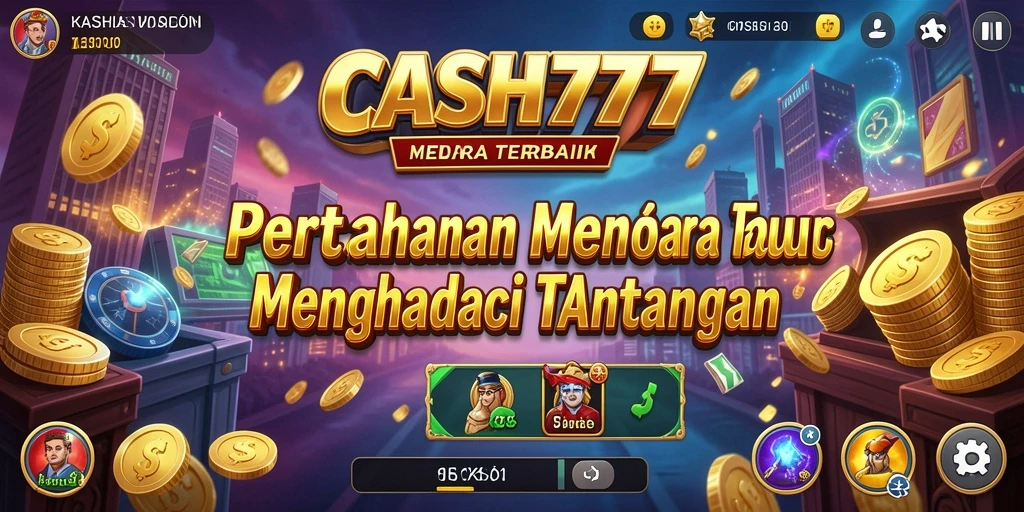 Tampilan permainan CASH777 saat bertahan dari gelombang serangan musuh.