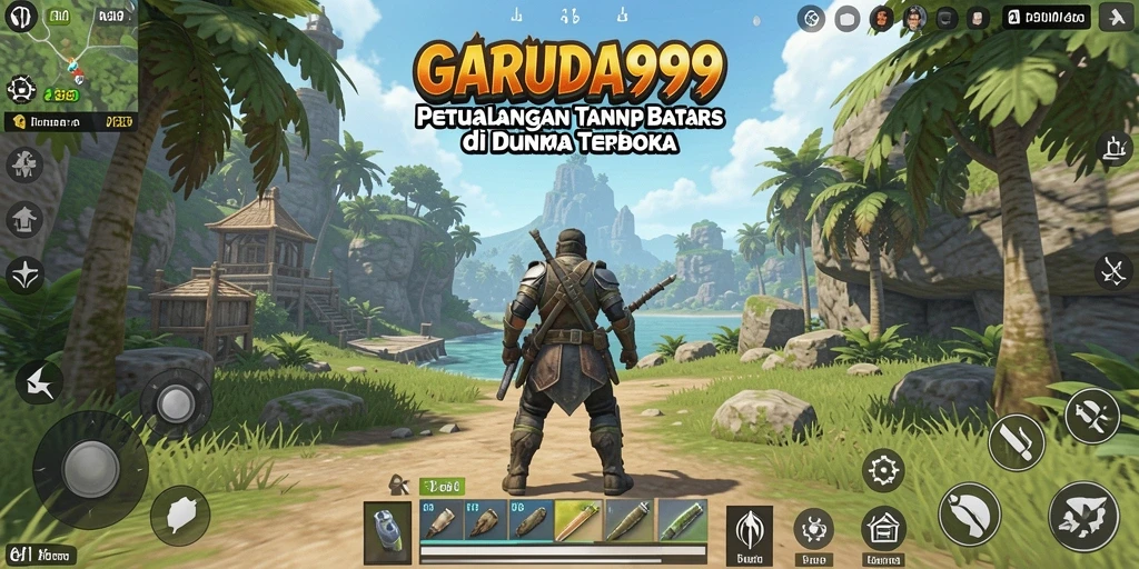 Tangkapan layar dari gameplay <strong>GARUDA999</strong> yang menunjukkan eksplorasi dunia terbuka.
