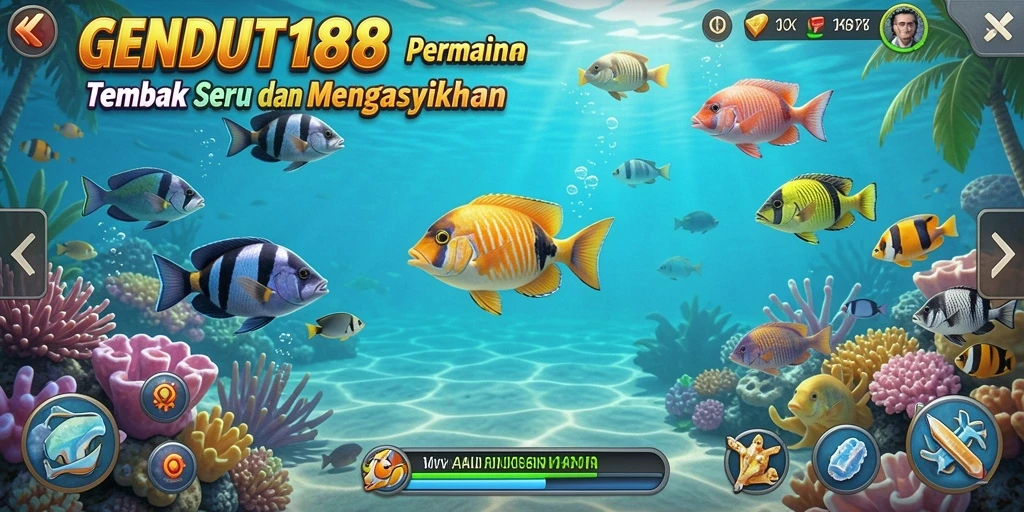 Tampilan gameplay GENDUT188 yang seru saat menembak ikan.