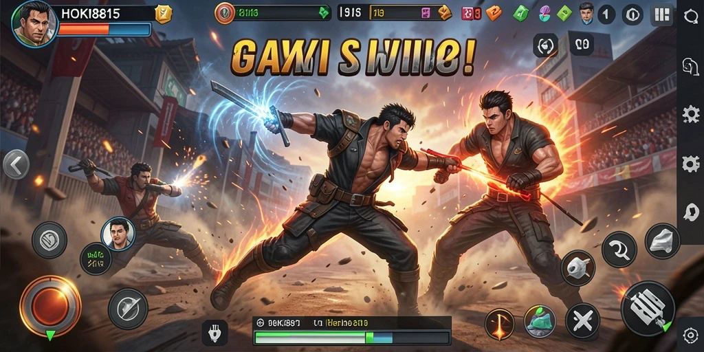 Screenshot HOKI8815 menampilkan pertarungan seru dengan efek visual yang mengagumkan.