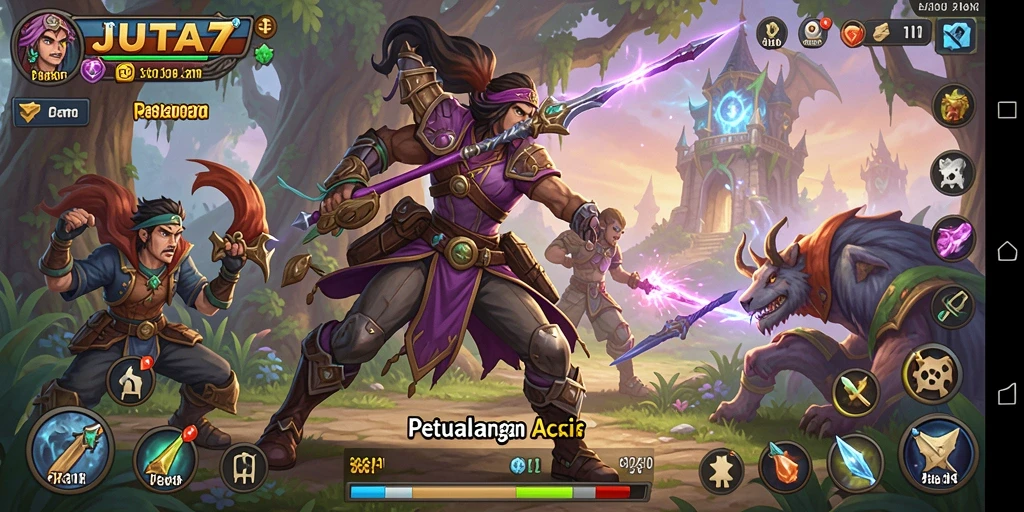 Gameplay seru dengan aksi bertarung yang mendebarkan di JUTA7.