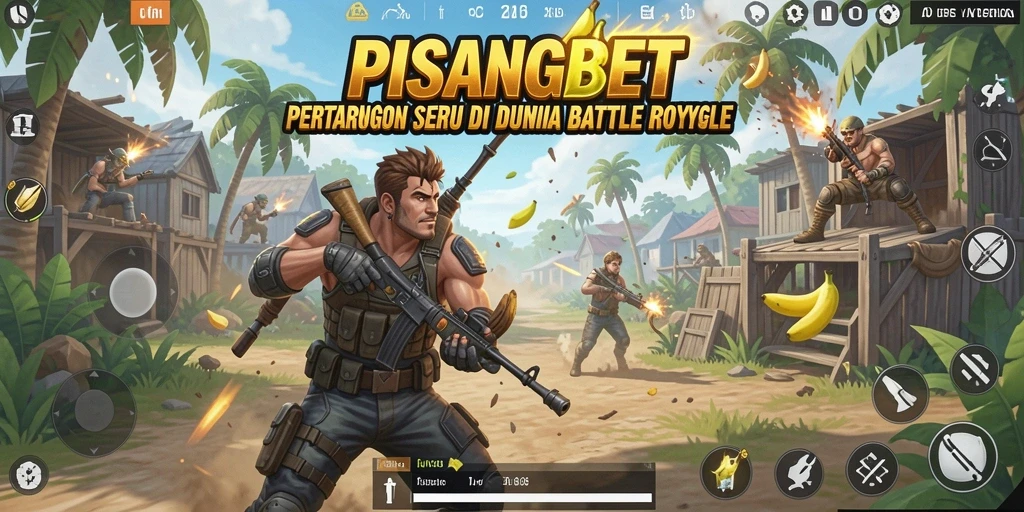 Screenshot utama menampilkan aksi intens dari gameplay Battle Royale.