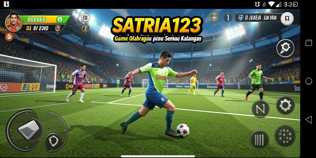 Screenshot utama SATRIA123 menampilkan gameplay aksi olahraga yang mendebarkan.
